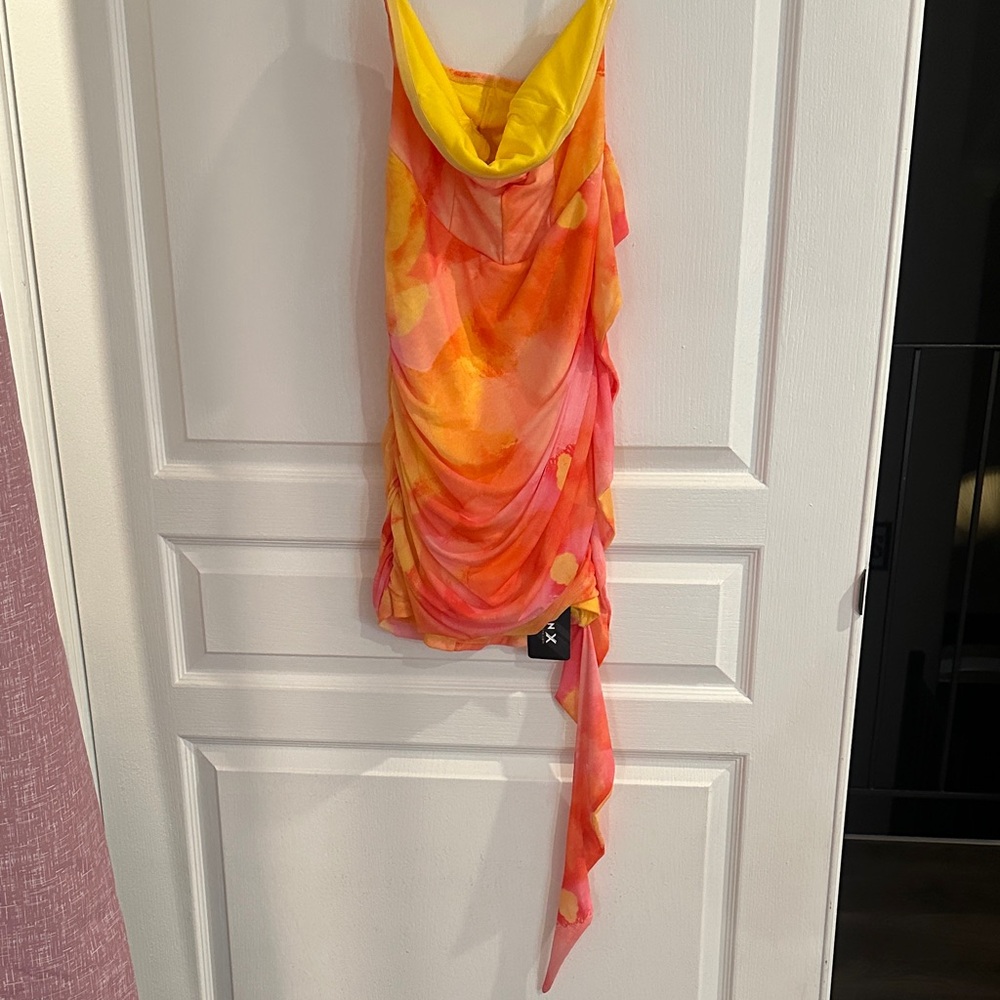 SHEIN Yellow and Orange Mini Dress